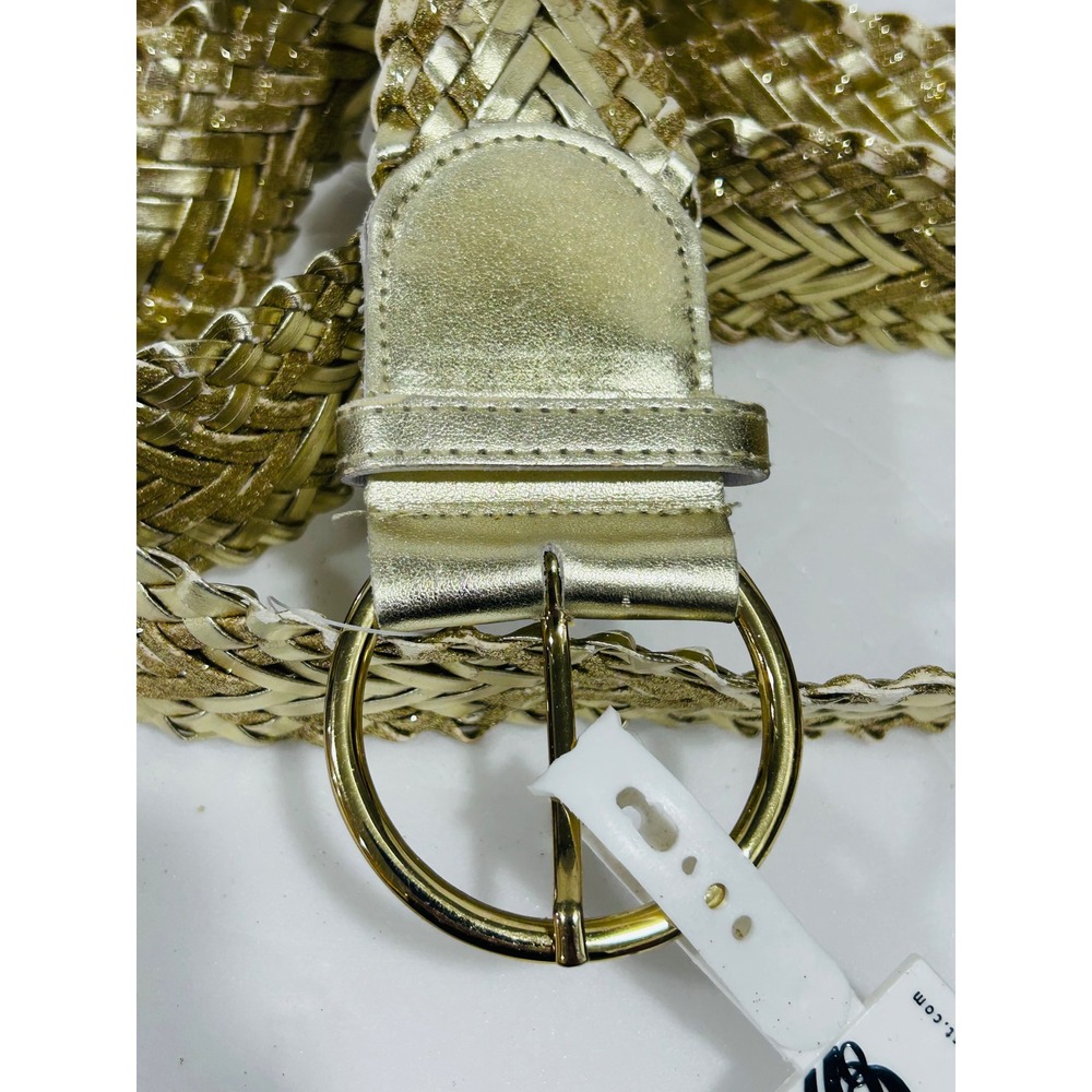 Nine West womens belt gold boho western glam metallic braid woven glitter NWT L - Picture 8 of 9